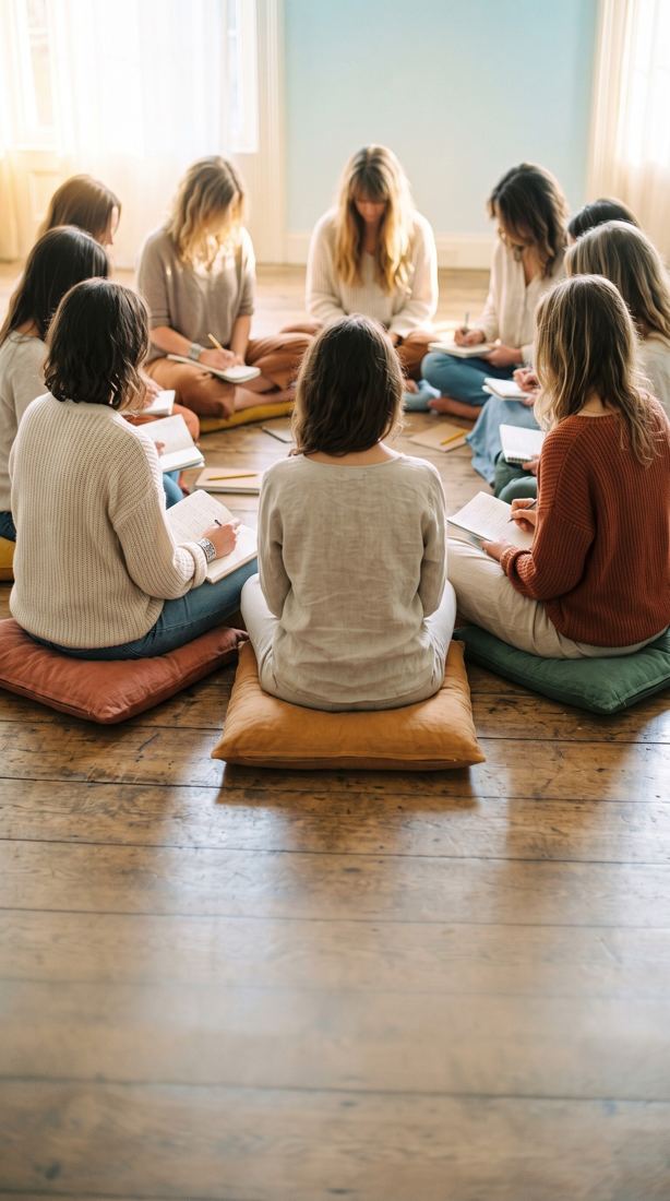 Un círculo de mujeres sentadas conversando